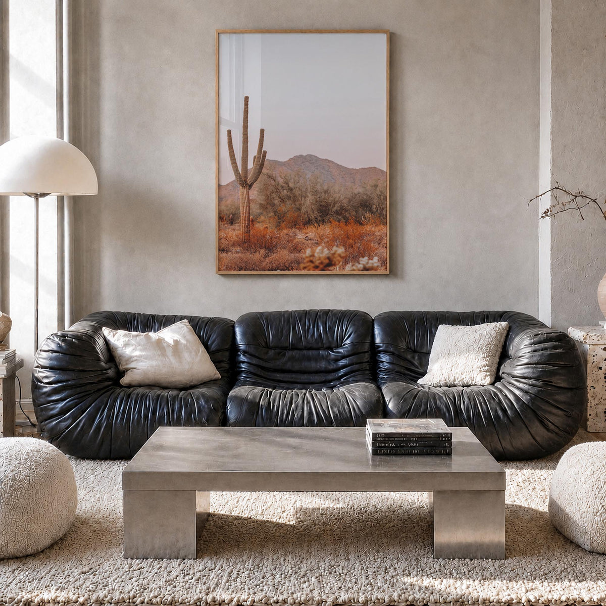 Sonora colorful photo poster of Mexico – vertical wall art in natural wood frame, hanging on wall