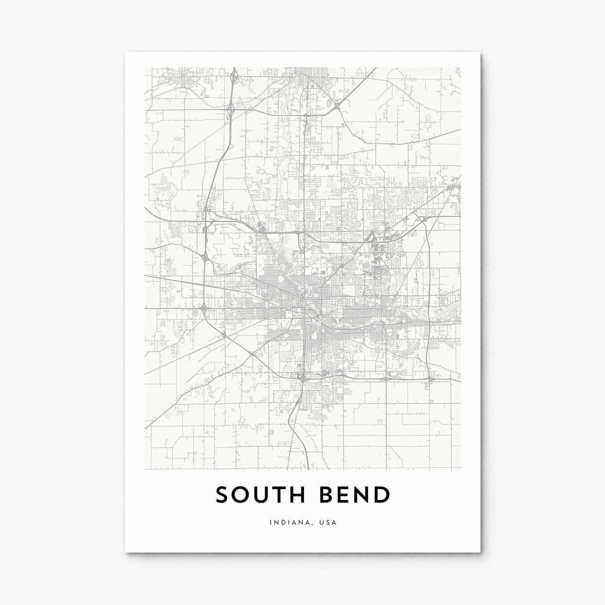 South Bend Map Poster, print only (unframed)