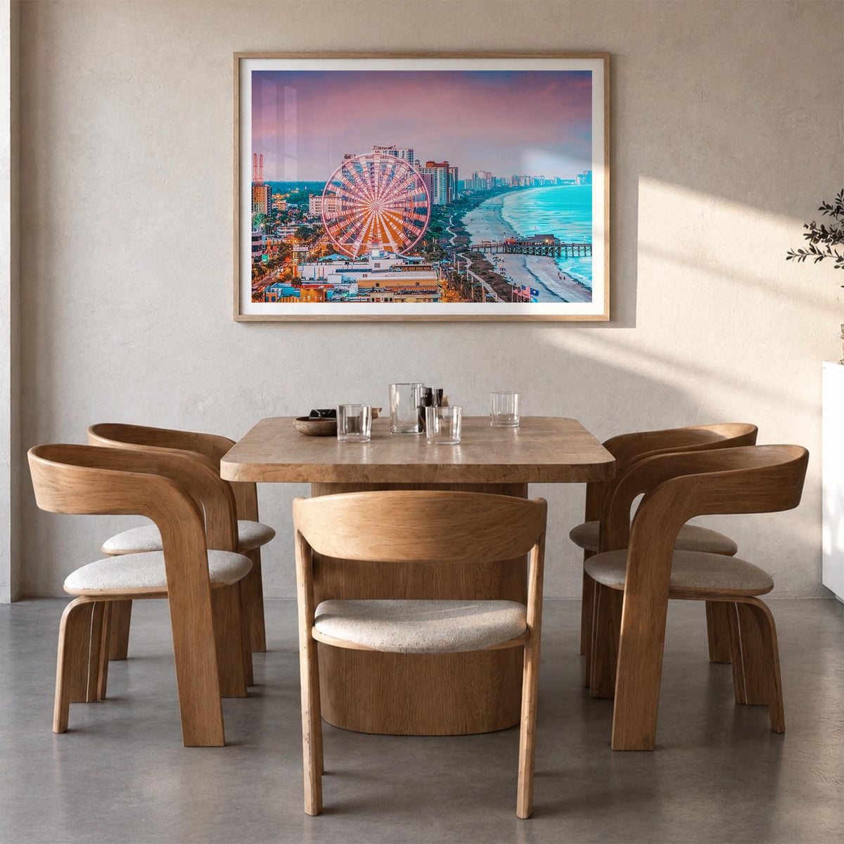 South Carolina colorful photo poster of United States – horizontal wall art in natural wood frame with white border, hanging