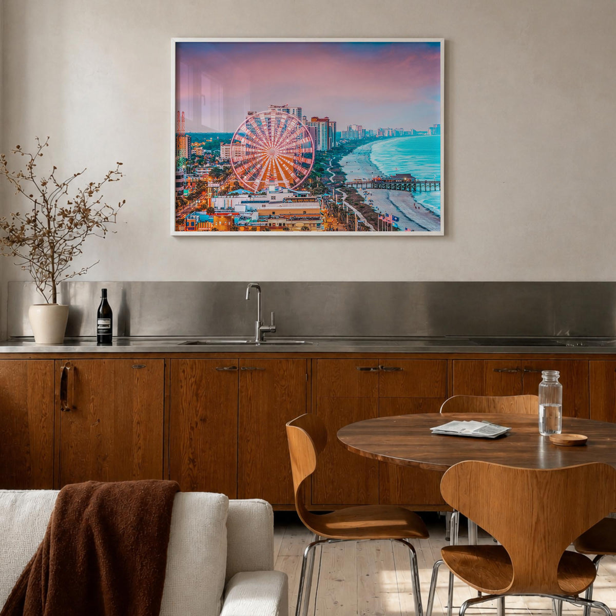 South Carolina colorful photo poster of United States – horizontal wall art in white wood frame, hanging on wall