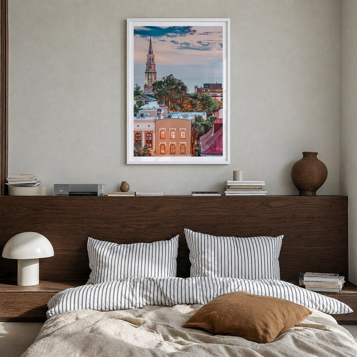 South Carolina no. 2 colorful photo poster of United States – vertical wall art in white wood frame with white border, hangin
