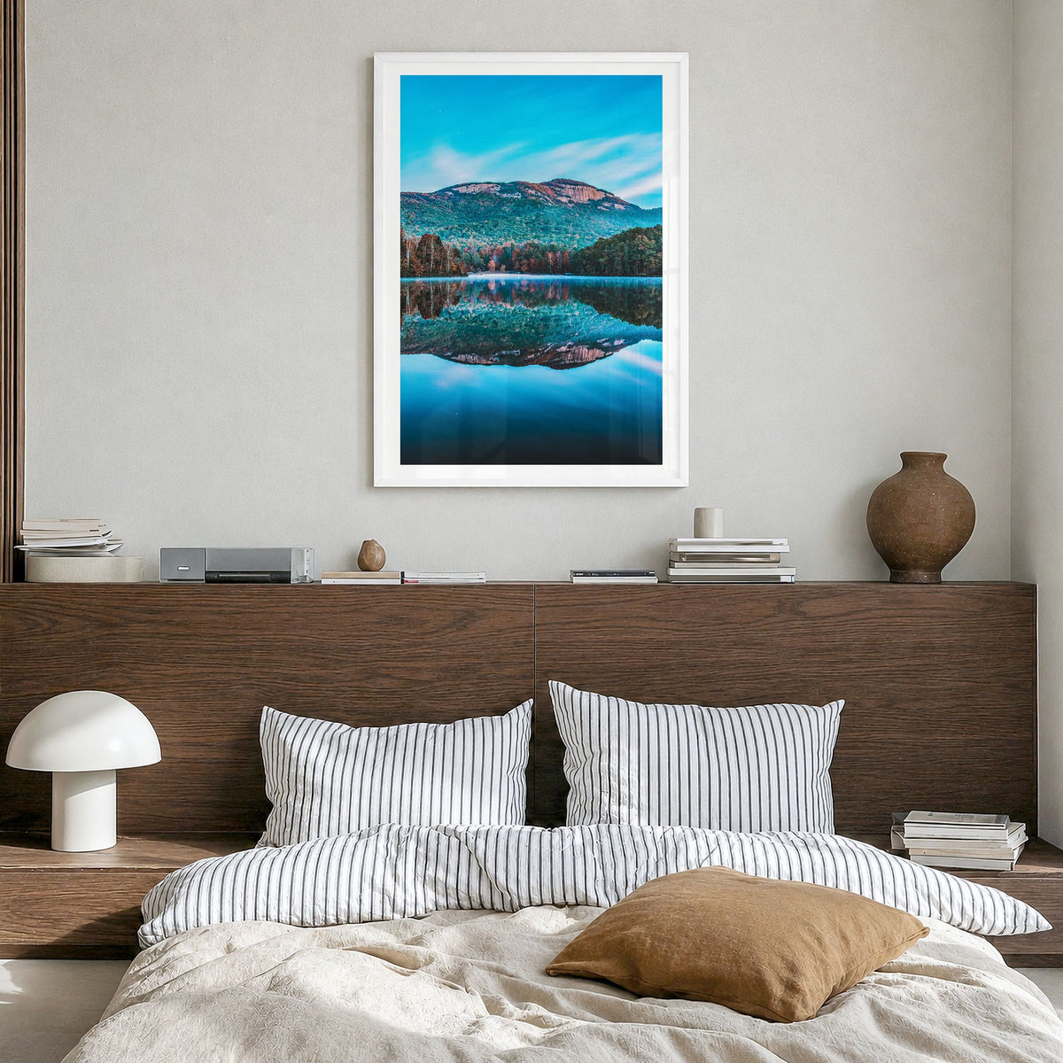 South Carolina Photo No 1 Poster in a white wood frame, hanging in a bedroom, white border