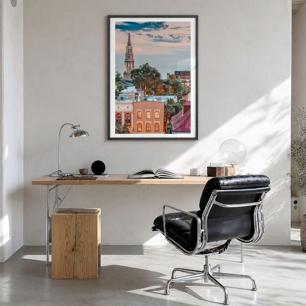South Carolina Photo No 2 Poster in a black wood frame, hanging in a bright home office, white border
