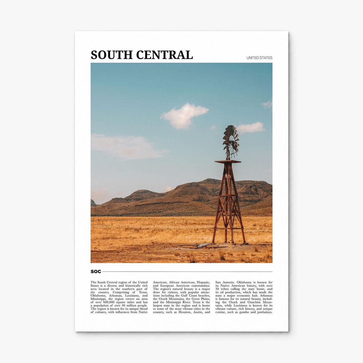 South Central Travel Poster, print only (unframed)