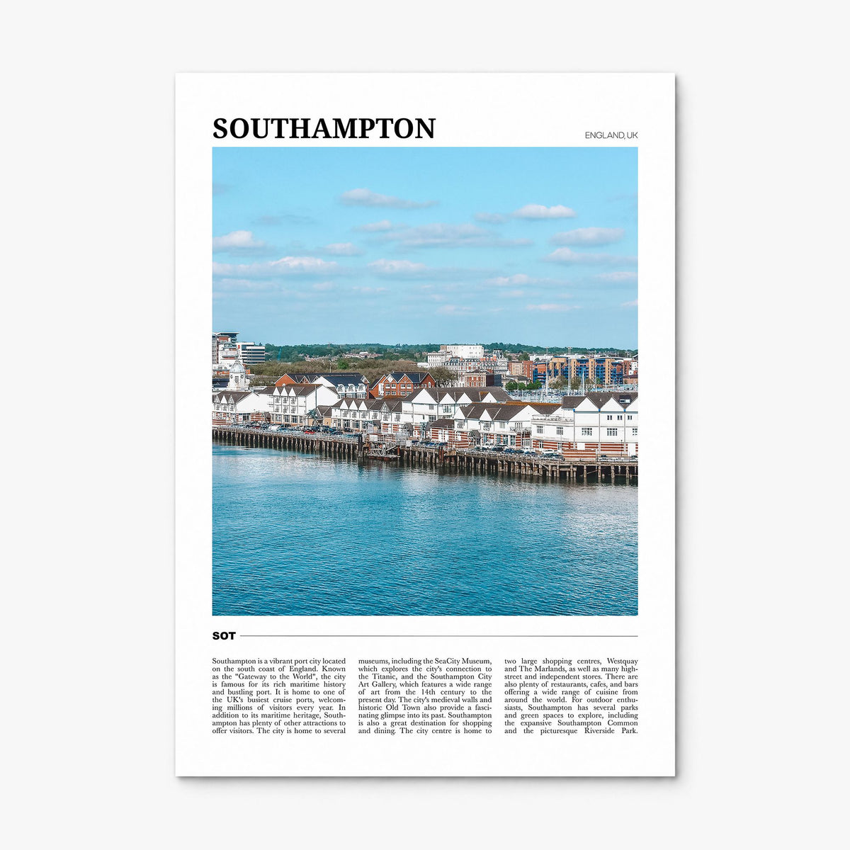 Southampton, England Travel Poster, print only (unframed)