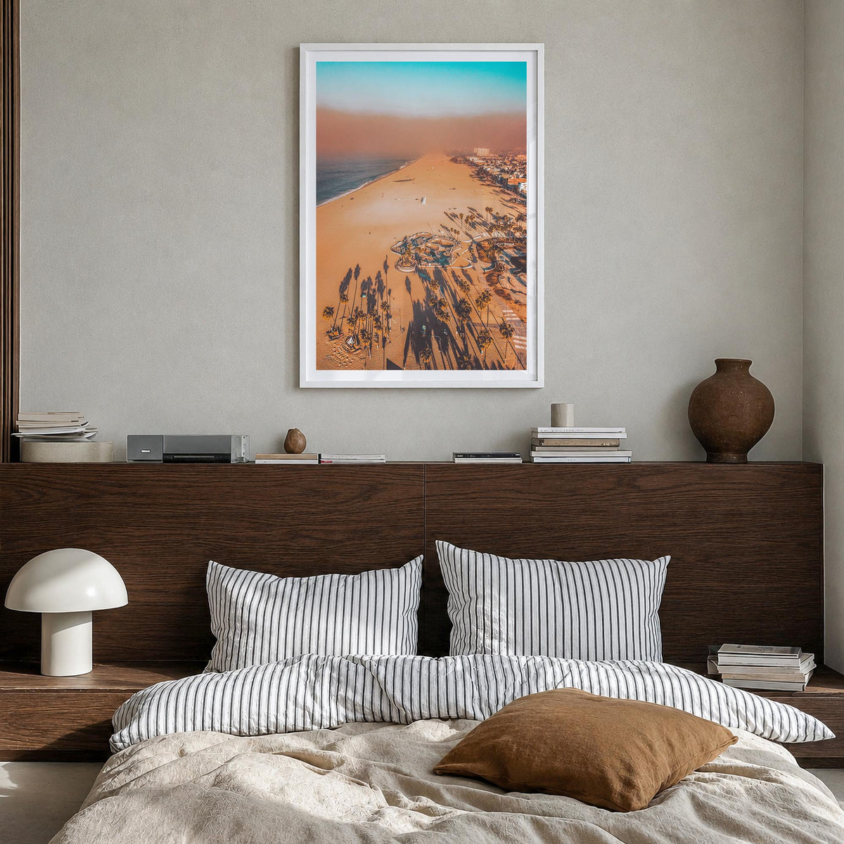 Southern California no. 3 colorful photo poster of California, USA – vertical wall art in white wood frame with white border,