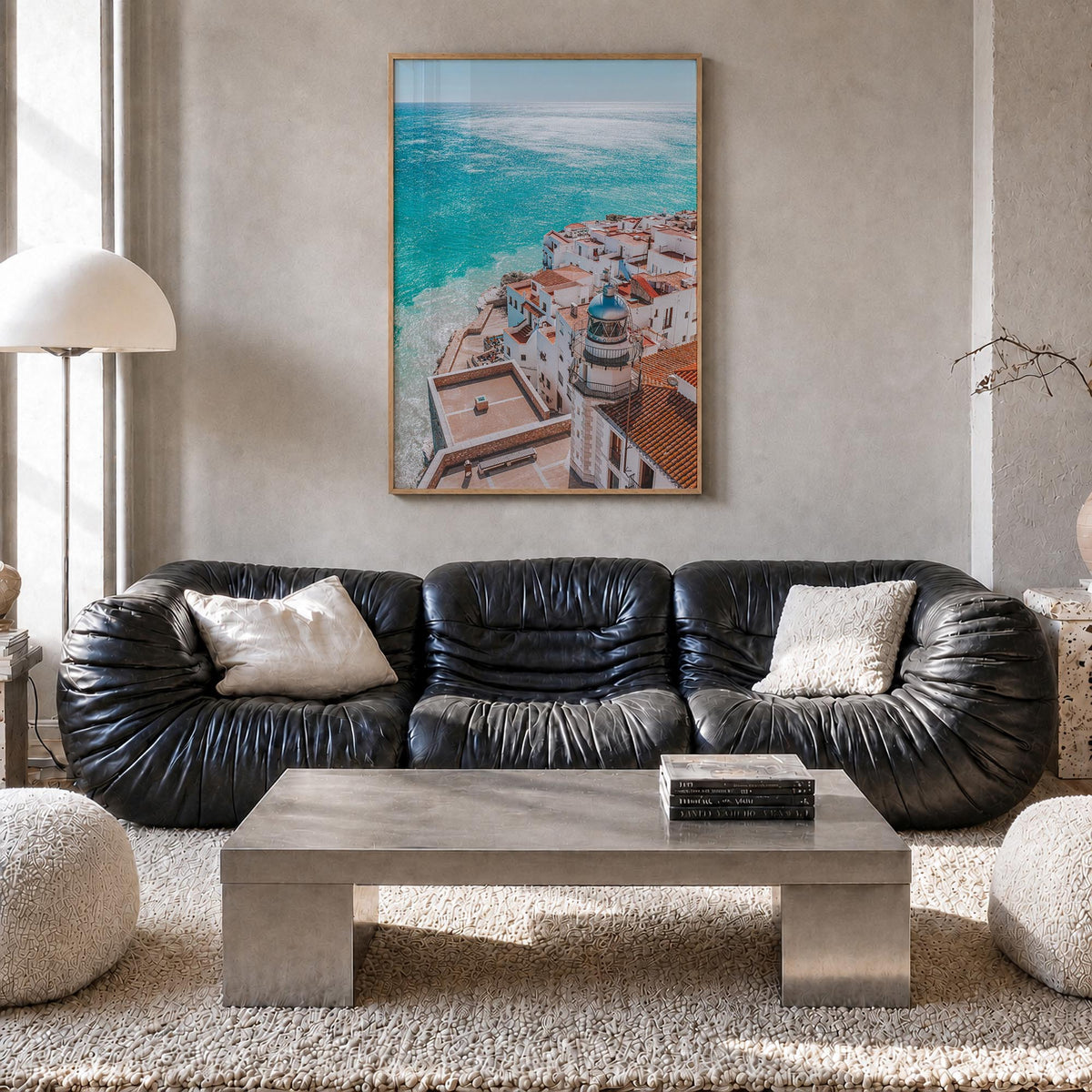 Spain no. 3 colorful photo poster of Europe – vertical wall art in natural wood frame, hanging on wall