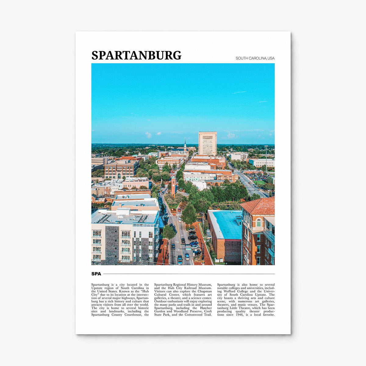 Spartanburg Travel Poster, print only (unframed)