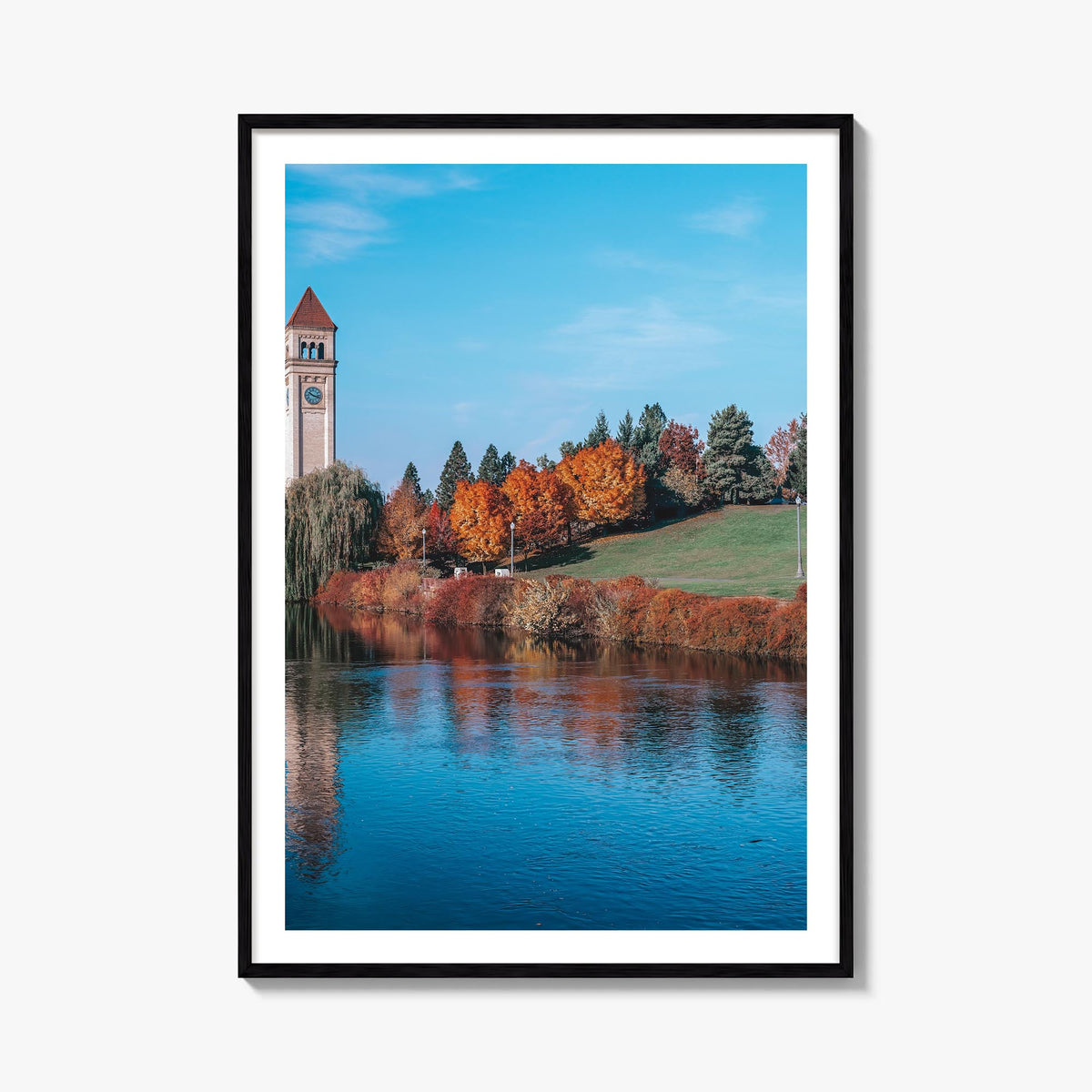 Spokane colorful photo poster of Washington, USA – vertical wall art, unframed print shown in interior mockup