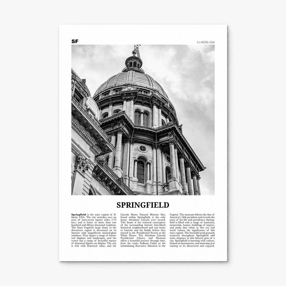 Springfield, Illinois Newspaper Poster, print only (unframed)