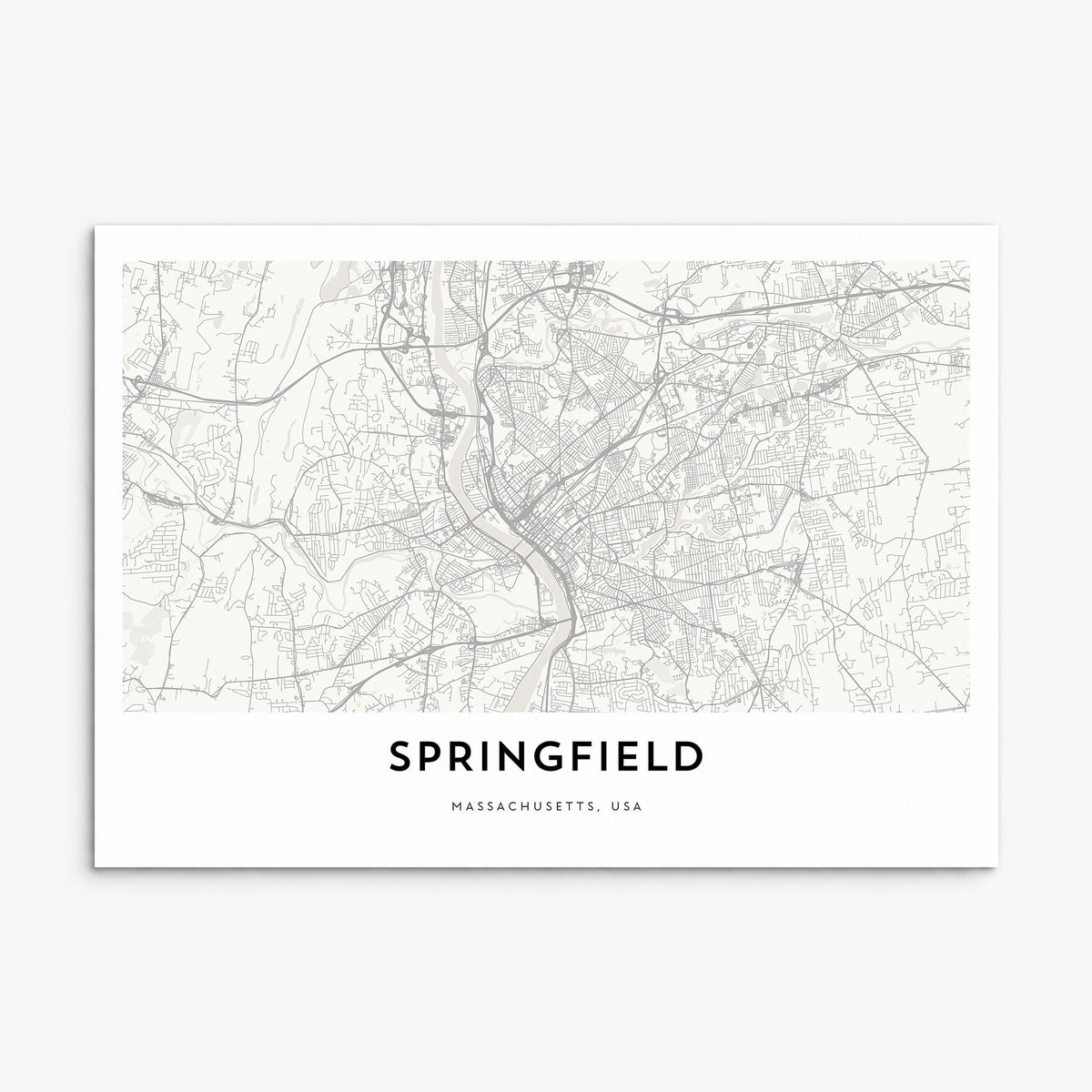 Springfield, Massachusetts Map Poster, print only (unframed)