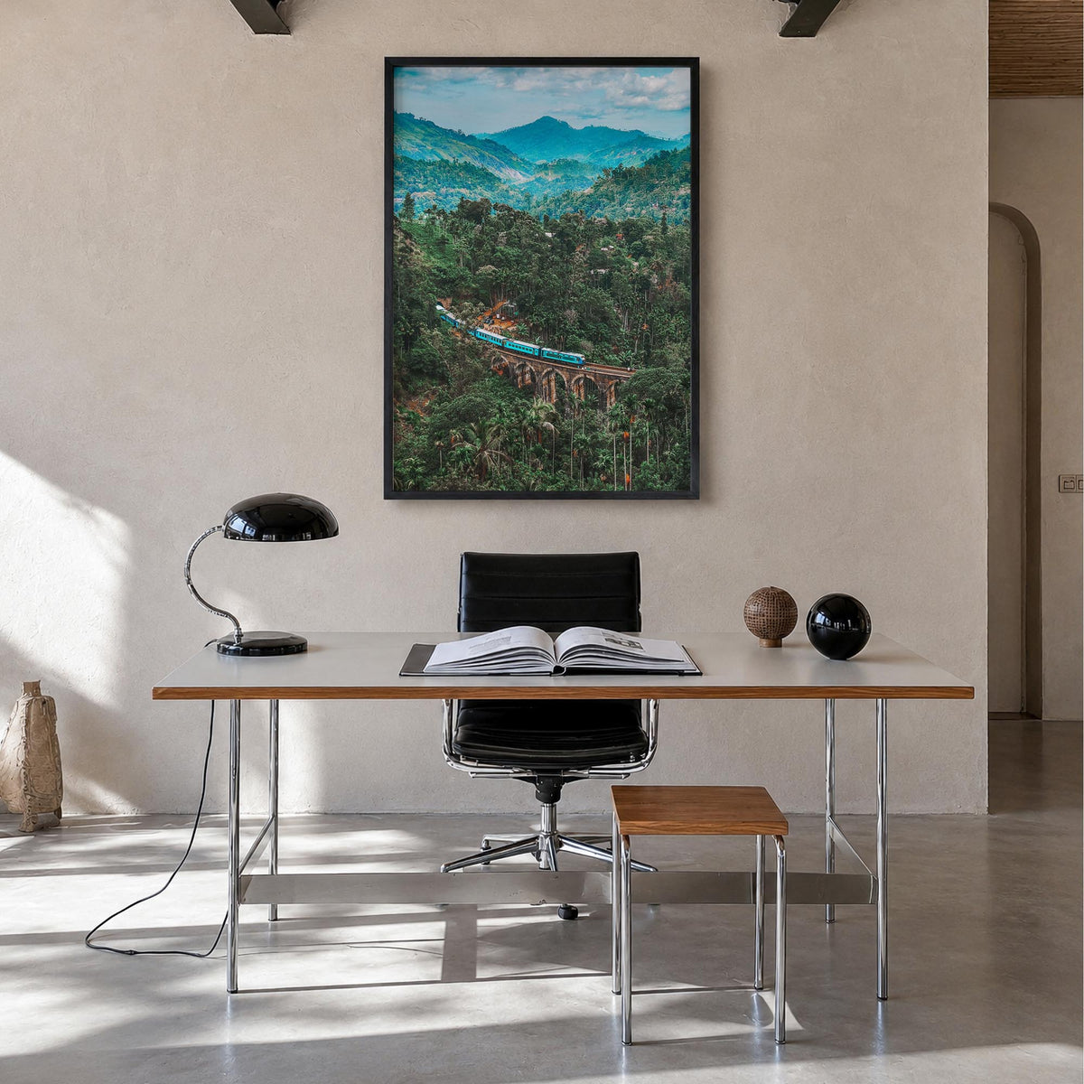 Sri Lanka colorful photo poster of Asia – vertical wall art in black wood frame, hanging on wall