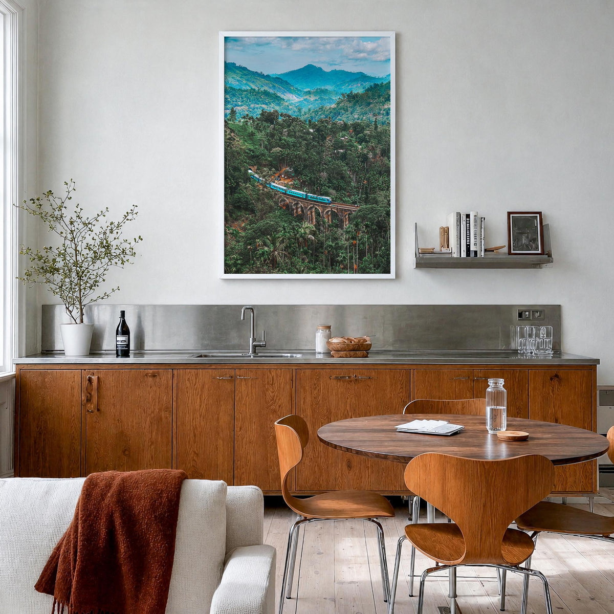 Sri Lanka colorful photo poster of Asia – vertical wall art in white wood frame, hanging on wall