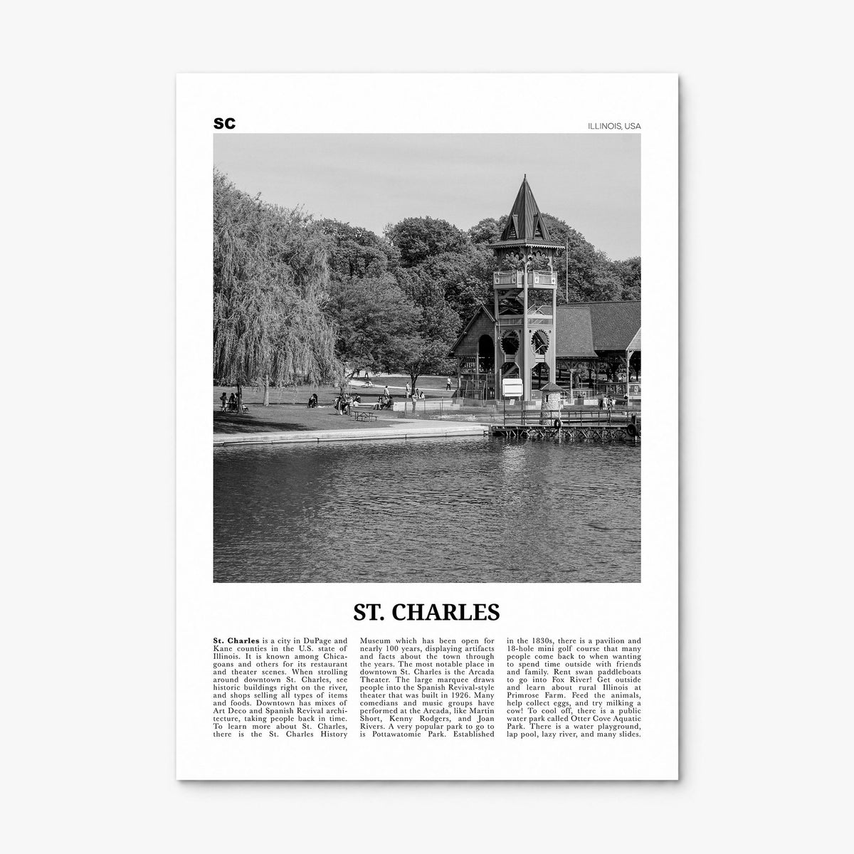 St. Charles, Illinois Newspaper Poster, print only (unframed)