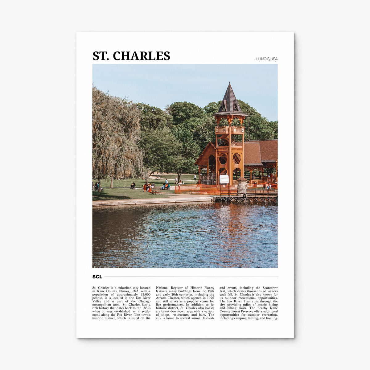 St. Charles, Illinois Travel Poster, print only (unframed)