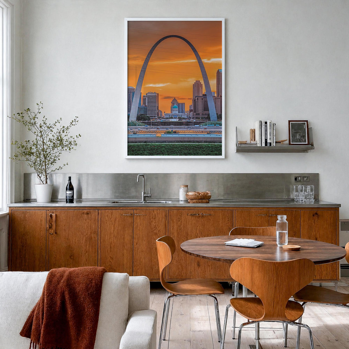 St. Louis no. 2 colorful photo poster of Missouri, USA – vertical wall art in white wood frame, hanging on wall