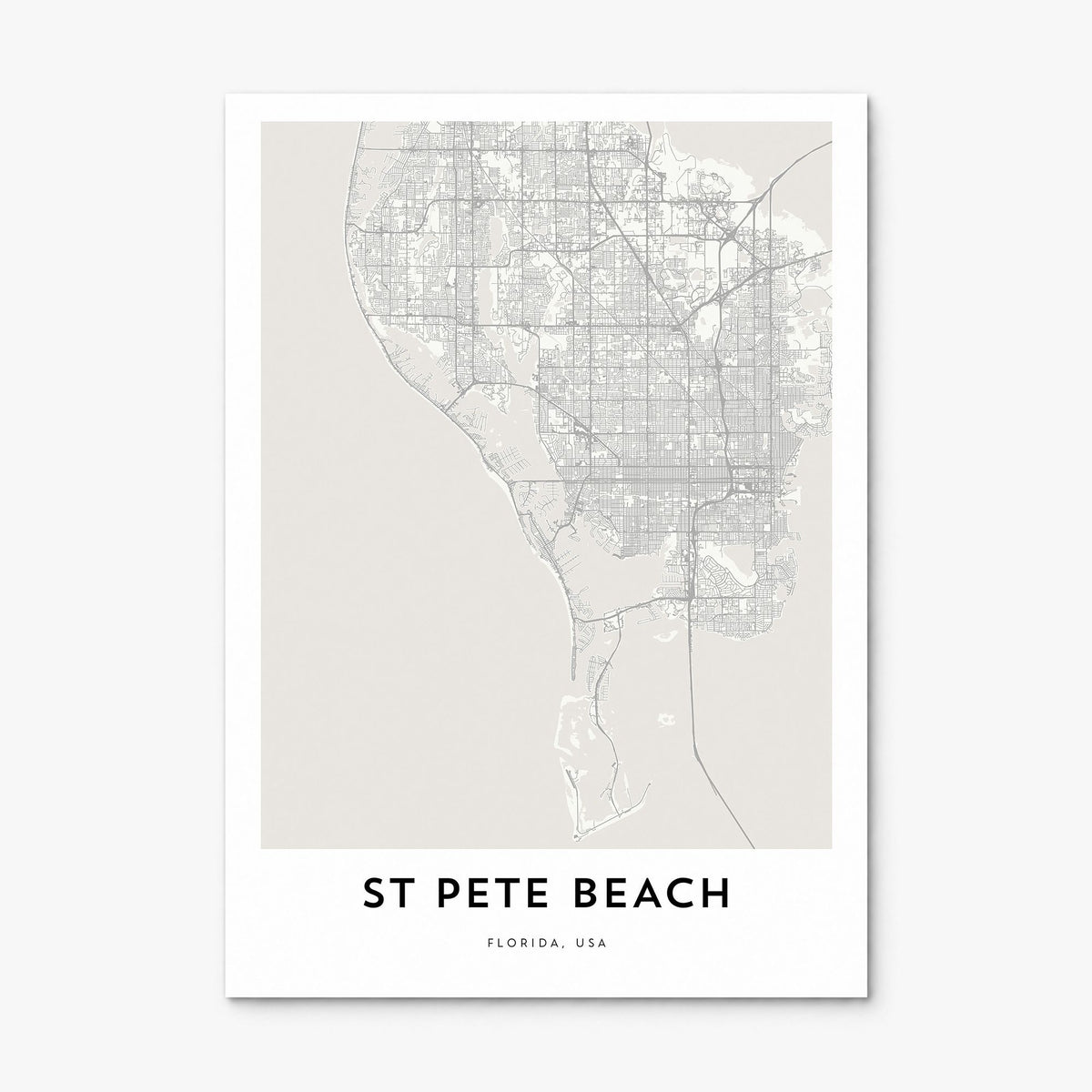 St. Pete Beach Map Poster, print only (unframed)