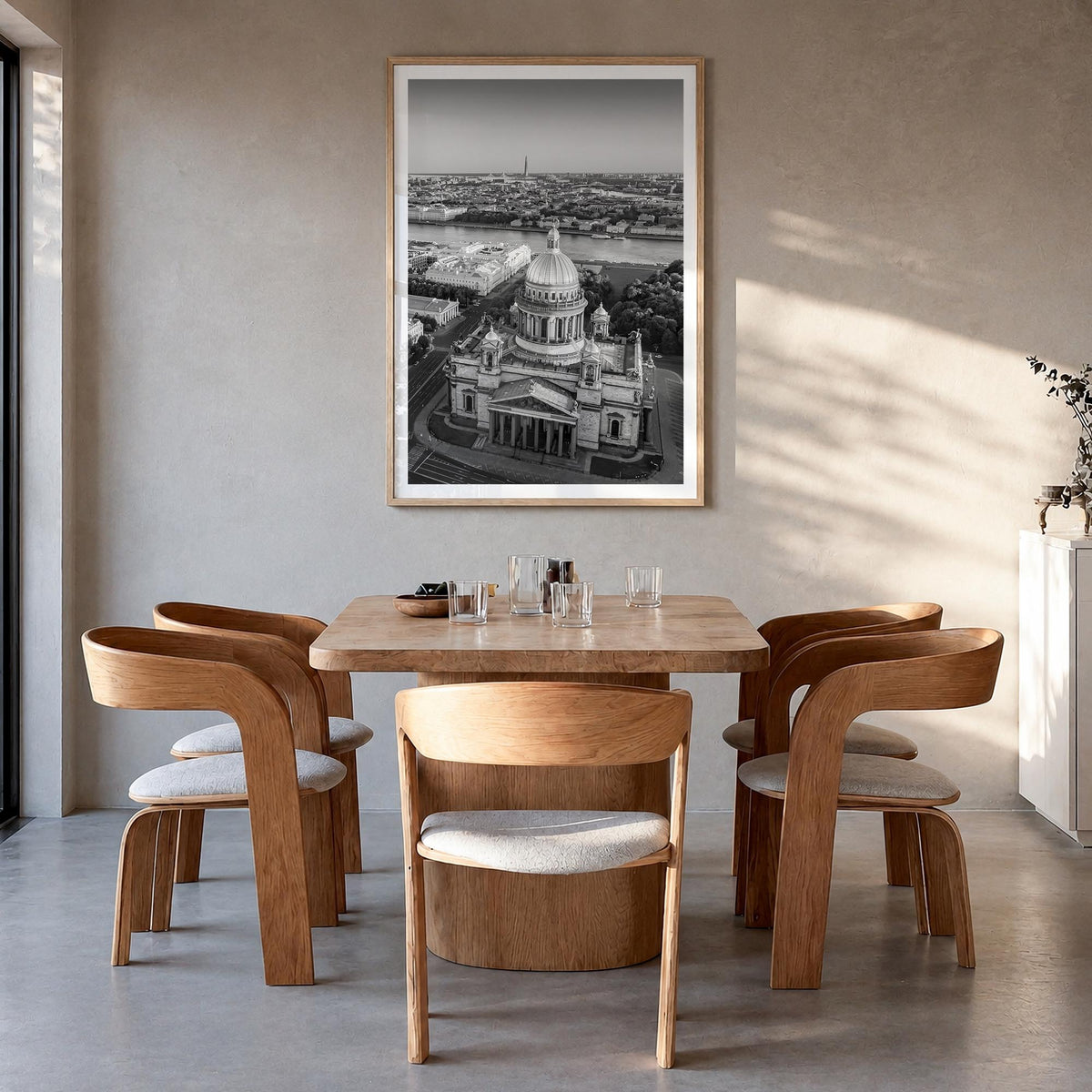 St. Petersburg, Russia no. 1 black & white photo poster of Russia – vertical wall art in natural wood frame with white border