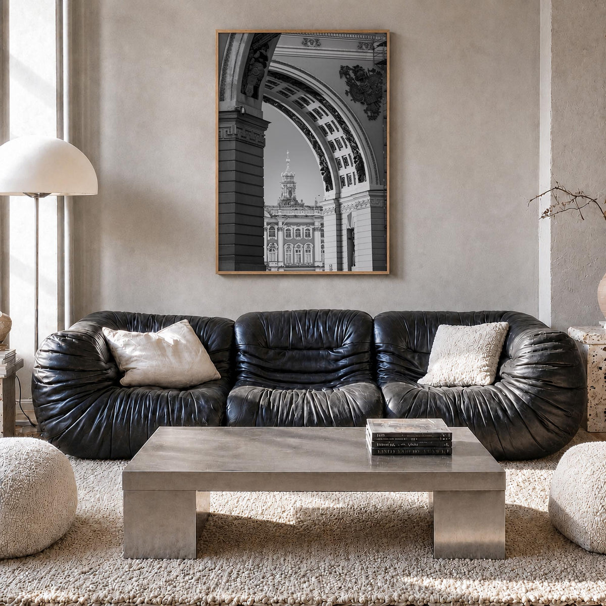 St. Petersburg, Russia no. 2 black & white photo poster of Russia – vertical wall art in natural wood frame, hanging on wall