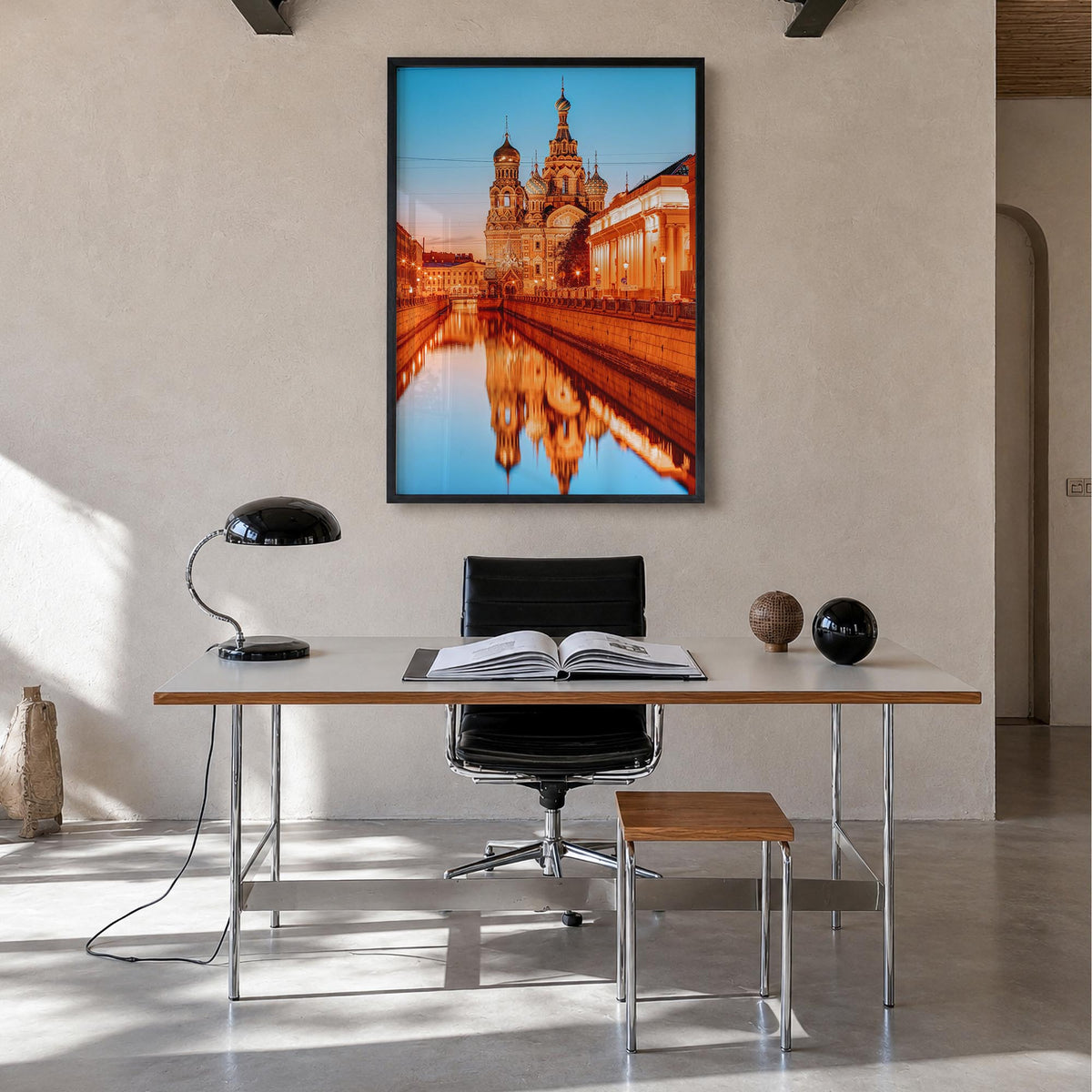 St. Petersburg, Russia no. 3 colorful photo poster of Russia – vertical wall art in black wood frame, hanging on wall