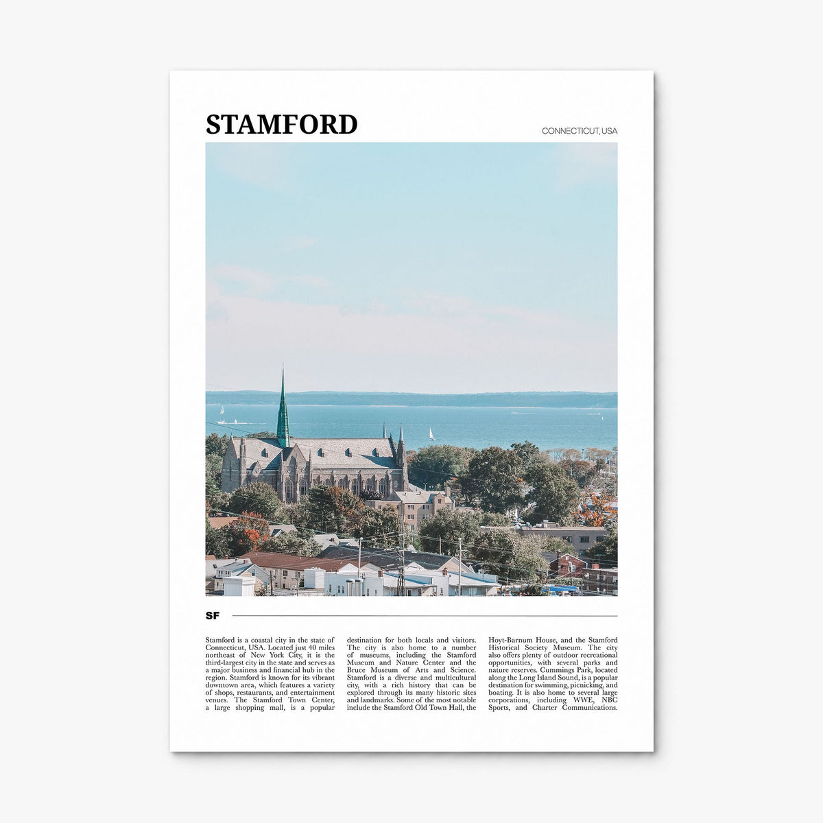 Stamford, Connecticut Travel Poster, print only (unframed)