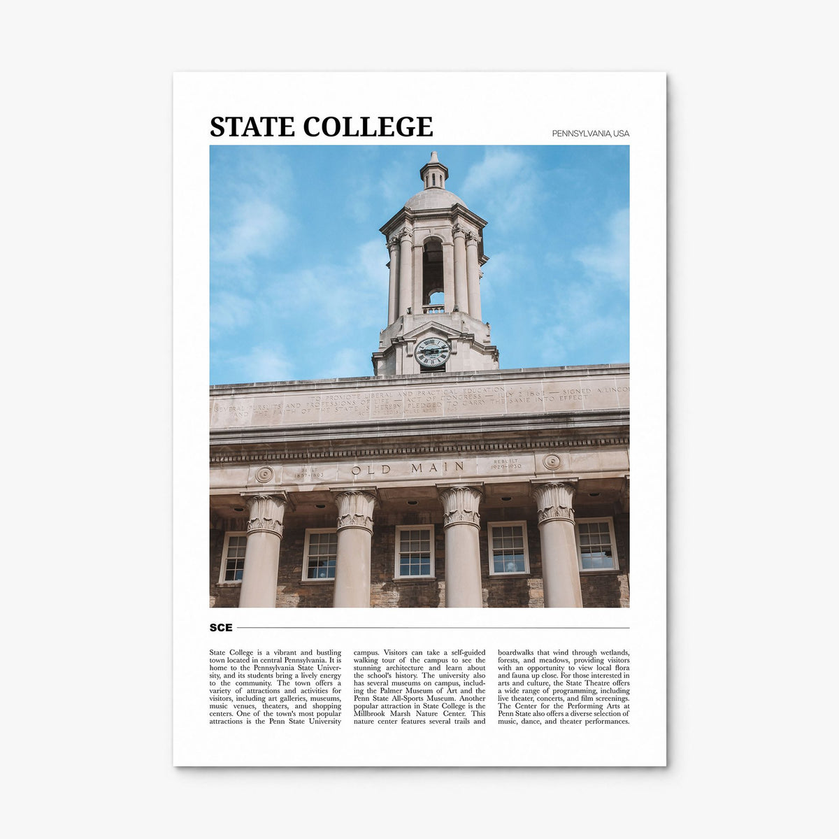 State College Travel Poster, print only (unframed)