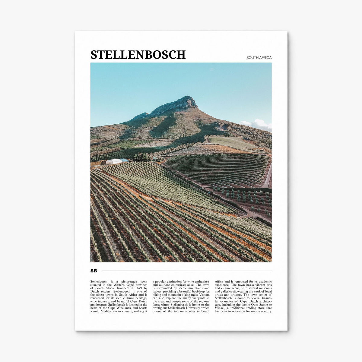 Stellenbosch Travel Poster, print only (unframed)