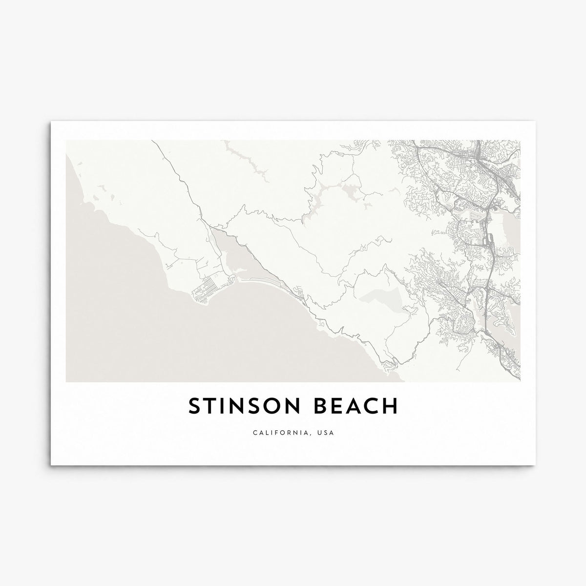 Stinson Beach Map Poster, print only (unframed)