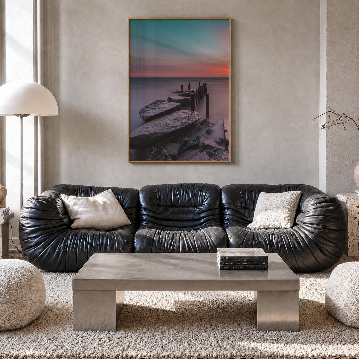 Stone Harbor no. 1 colorful photo poster of New Jersey, USA – vertical wall art in natural wood frame, hanging on wall