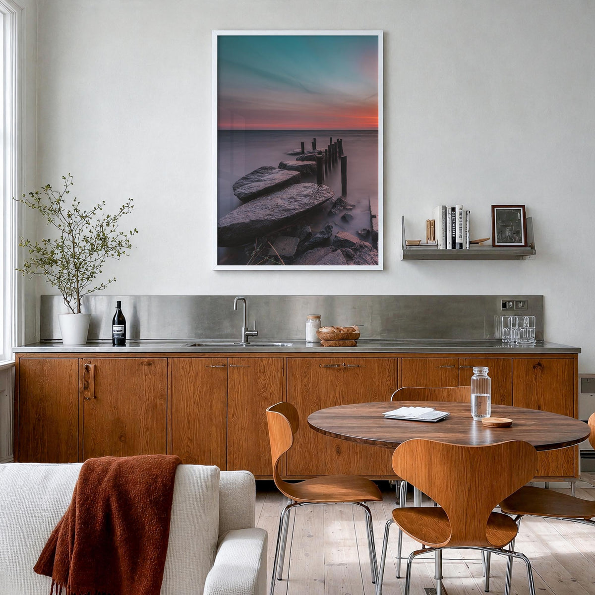 Stone Harbor no. 1 colorful photo poster of New Jersey, USA – vertical wall art in white wood frame, hanging on wall