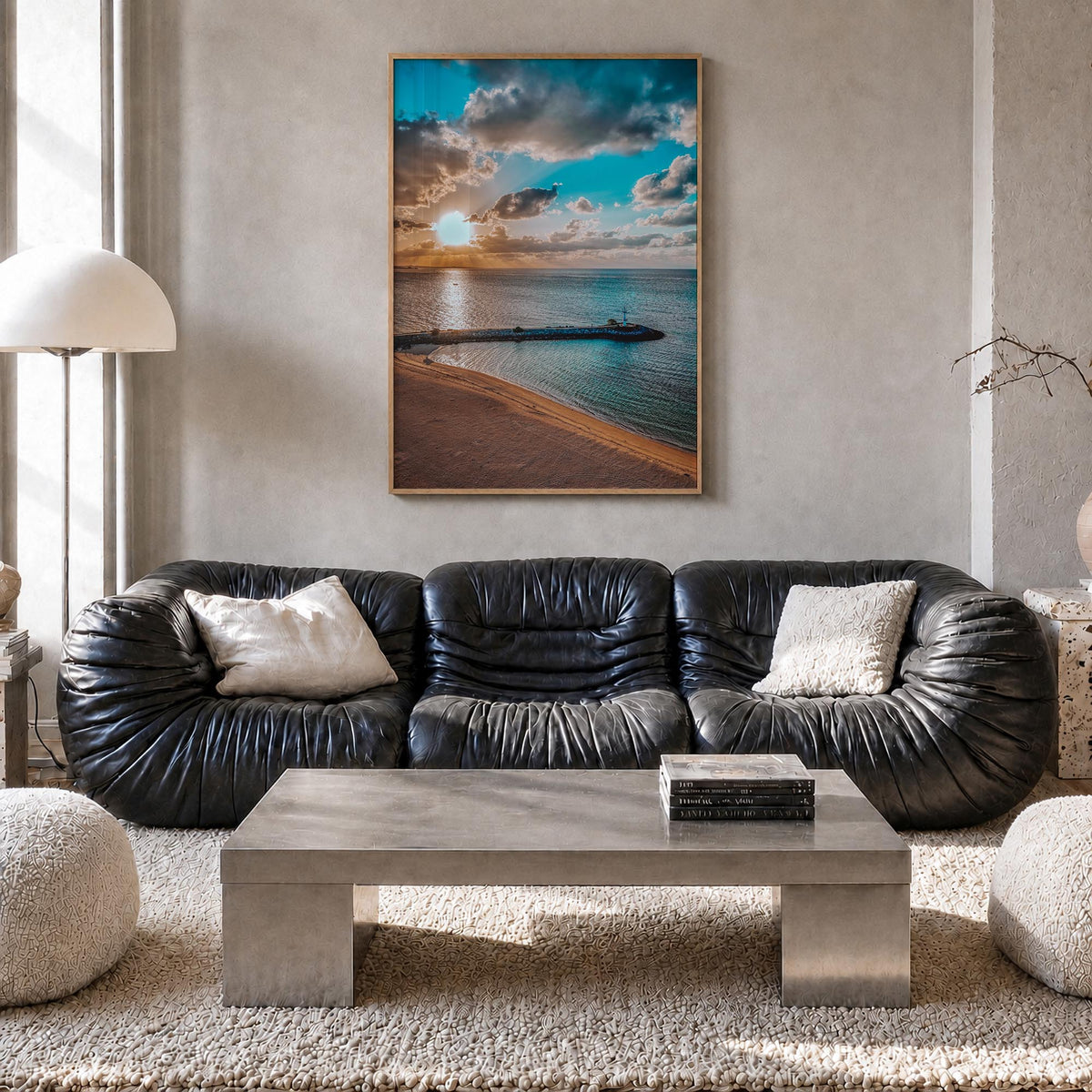 Stone Harbor no. 2 colorful photo poster of New Jersey, USA – vertical wall art in natural wood frame, hanging on wall