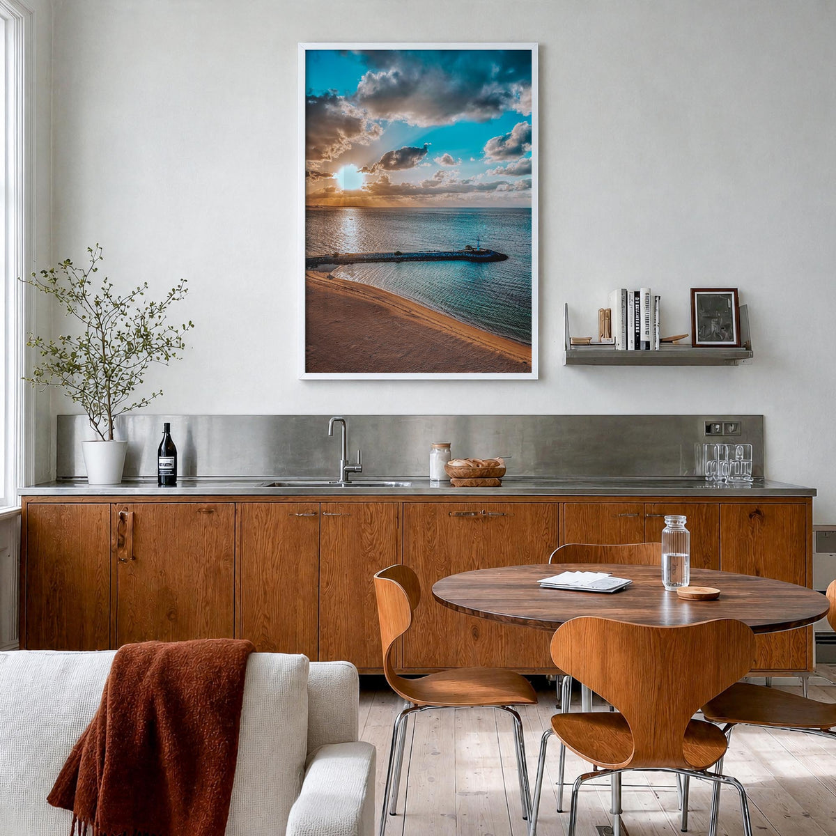 Stone Harbor no. 2 colorful photo poster of New Jersey, USA – vertical wall art in white wood frame, hanging on wall