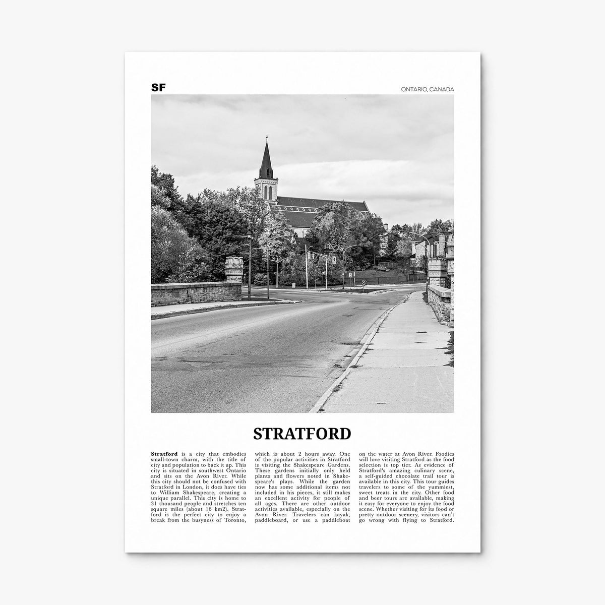 Stratford, Canada Newspaper Poster, print only (unframed)