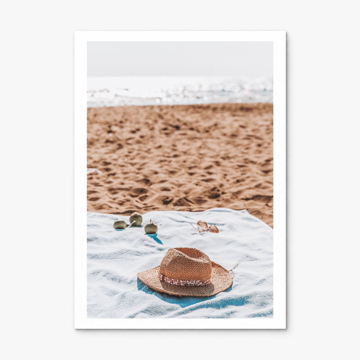 Straw Hat Beach Photo Poster, print only (unframed), white border