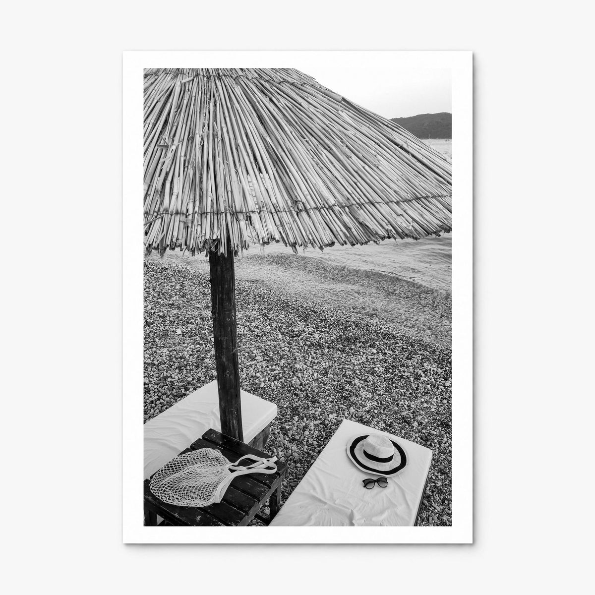 Straw Umbrella Photo Poster, print only (unframed), white border
