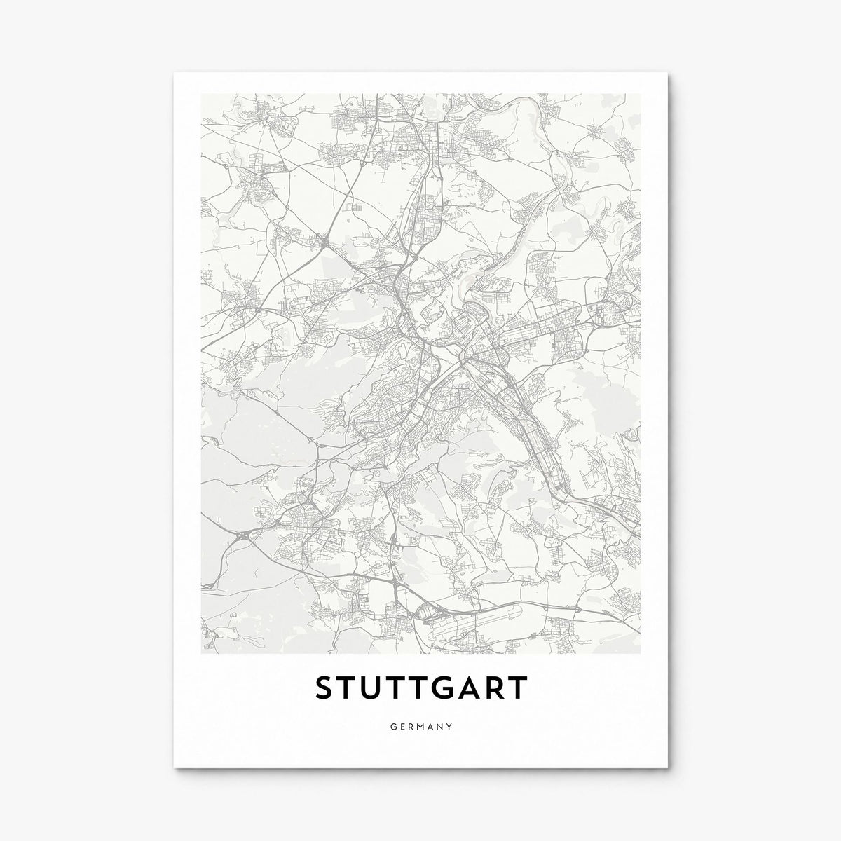 Stuttgart Map Poster, print only (unframed)