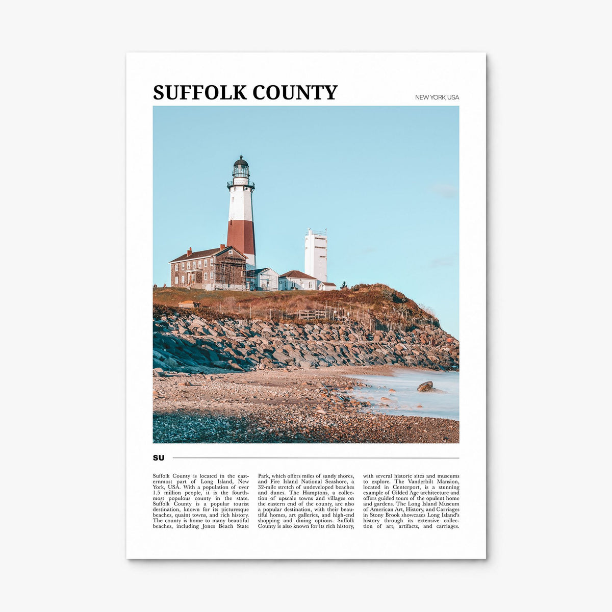 Suffolk County, New York Travel Poster, print only (unframed)