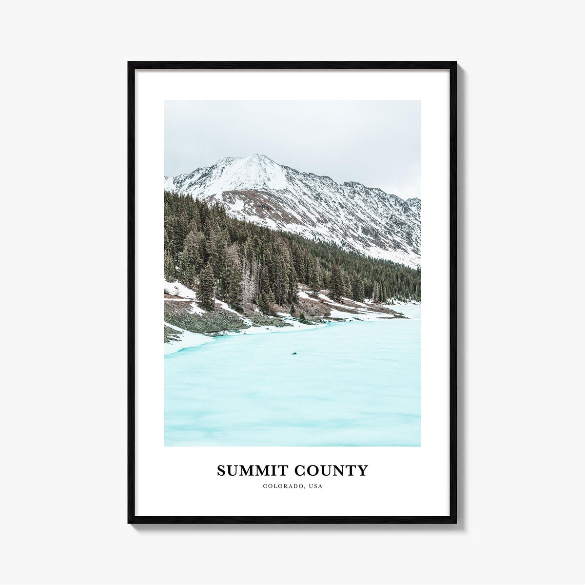 Summit County colorful classic poster of Colorado, USA – vertical wall art, unframed print shown in interior mockup