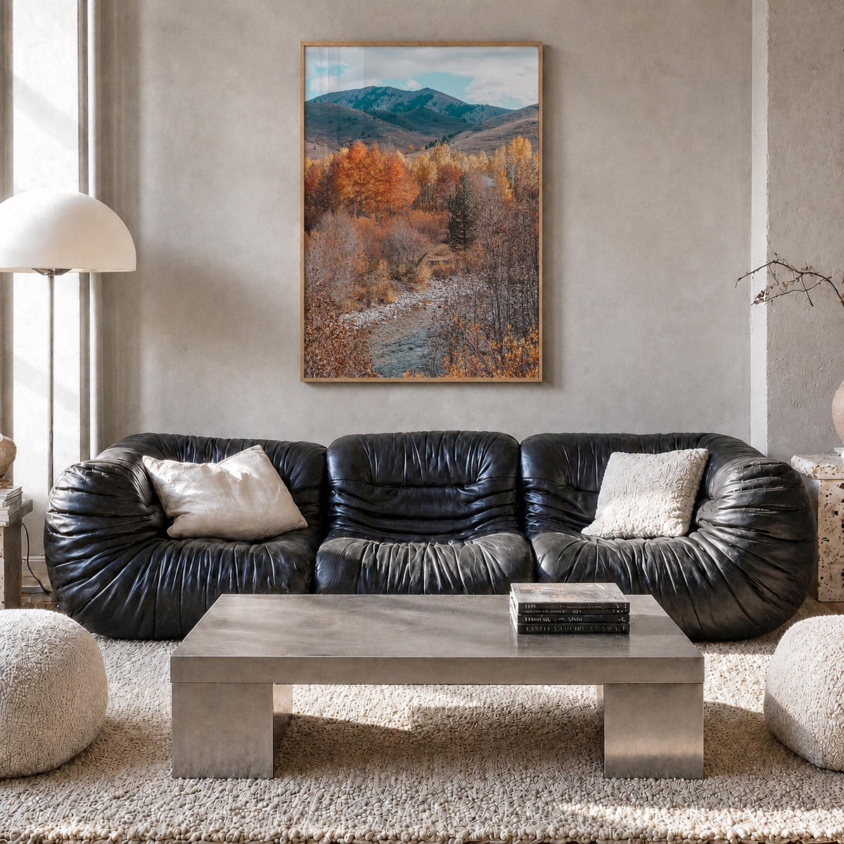 Sun Valley no. 1 colorful photo poster of Idaho, USA – vertical wall art in natural wood frame, hanging on wall