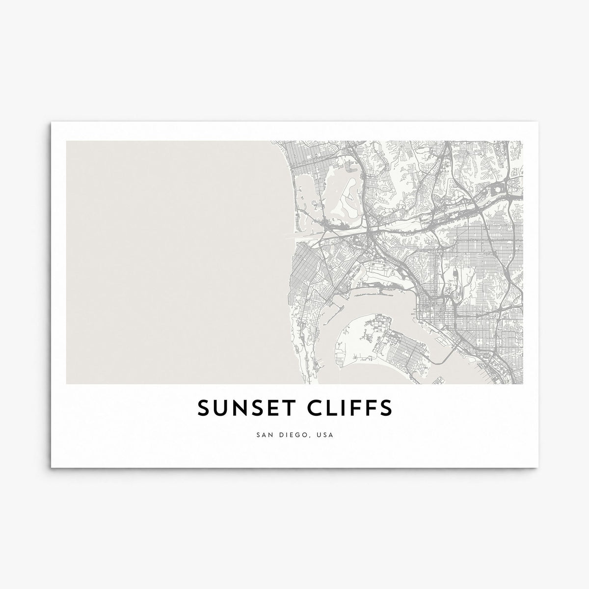 Sunset Cliffs Map Poster, print only (unframed)