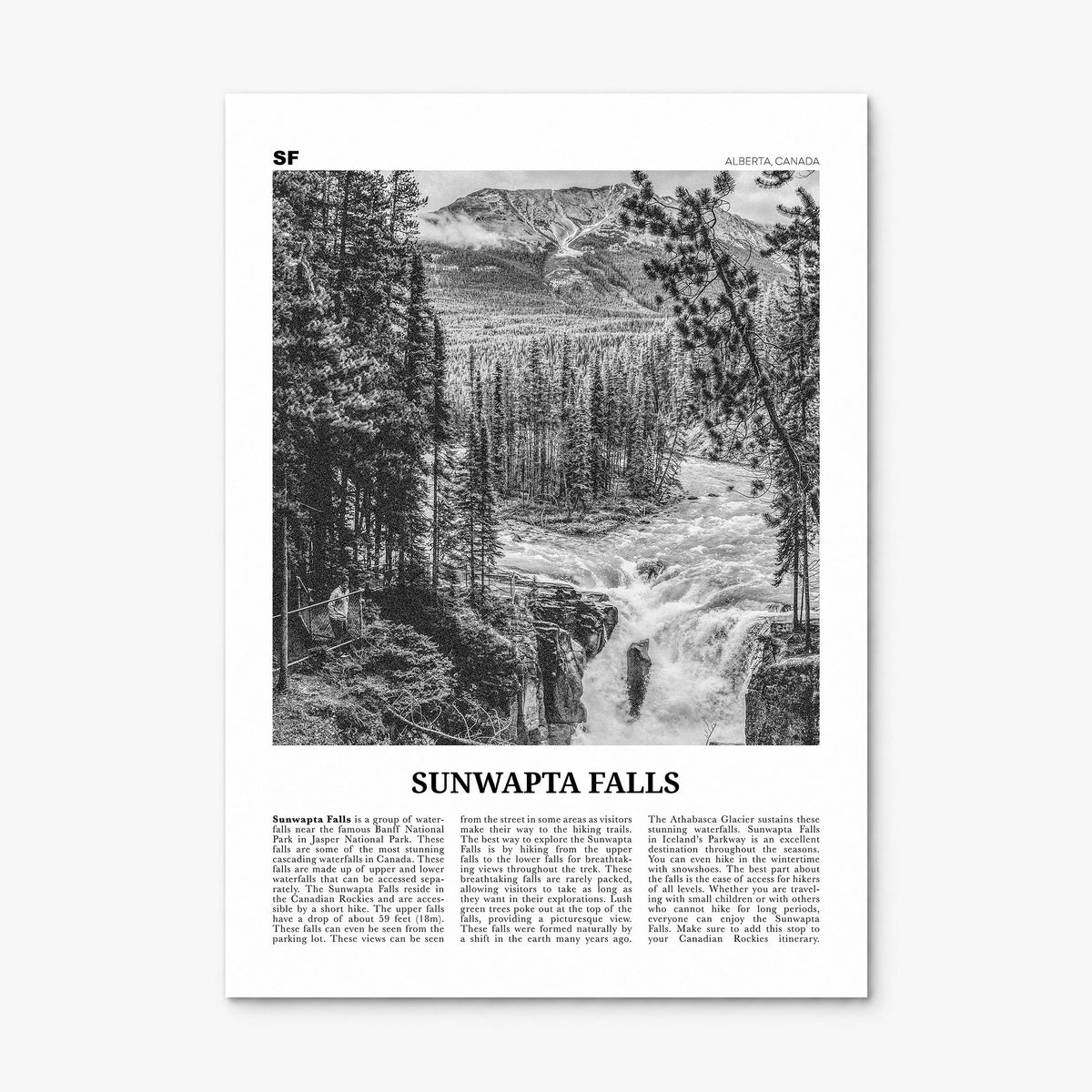 Sunwapta Falls Newspaper Poster, print only (unframed)