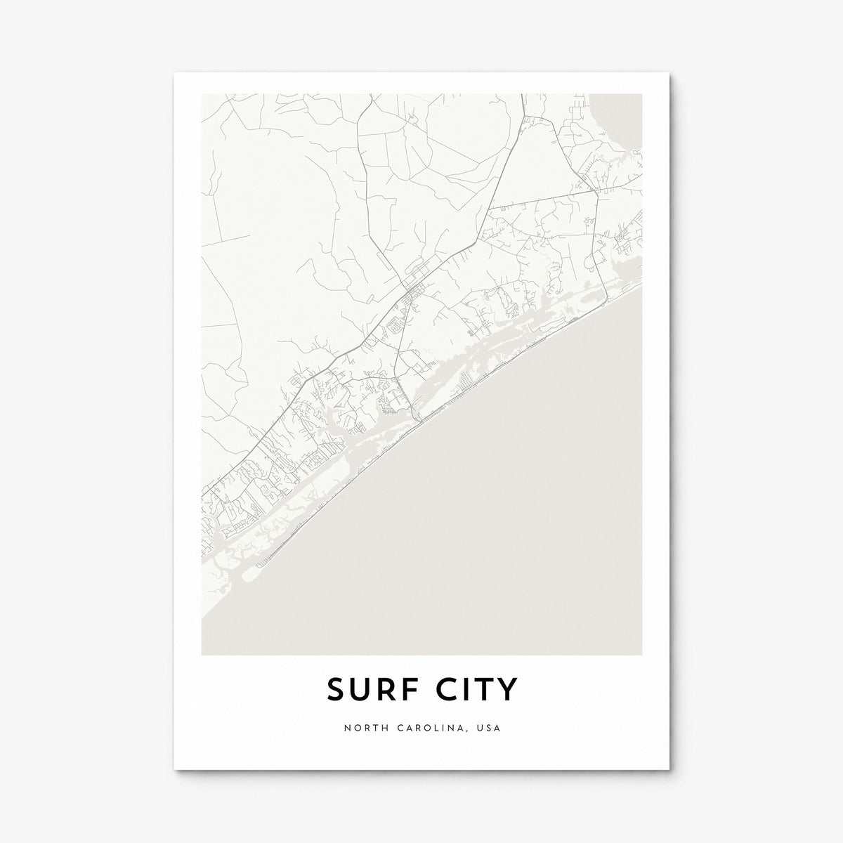 Surf City Map Poster, print only (unframed)