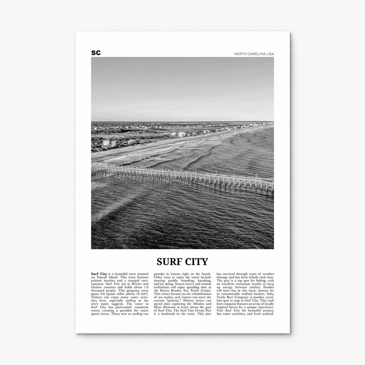 Surf City Newspaper Poster, print only (unframed)