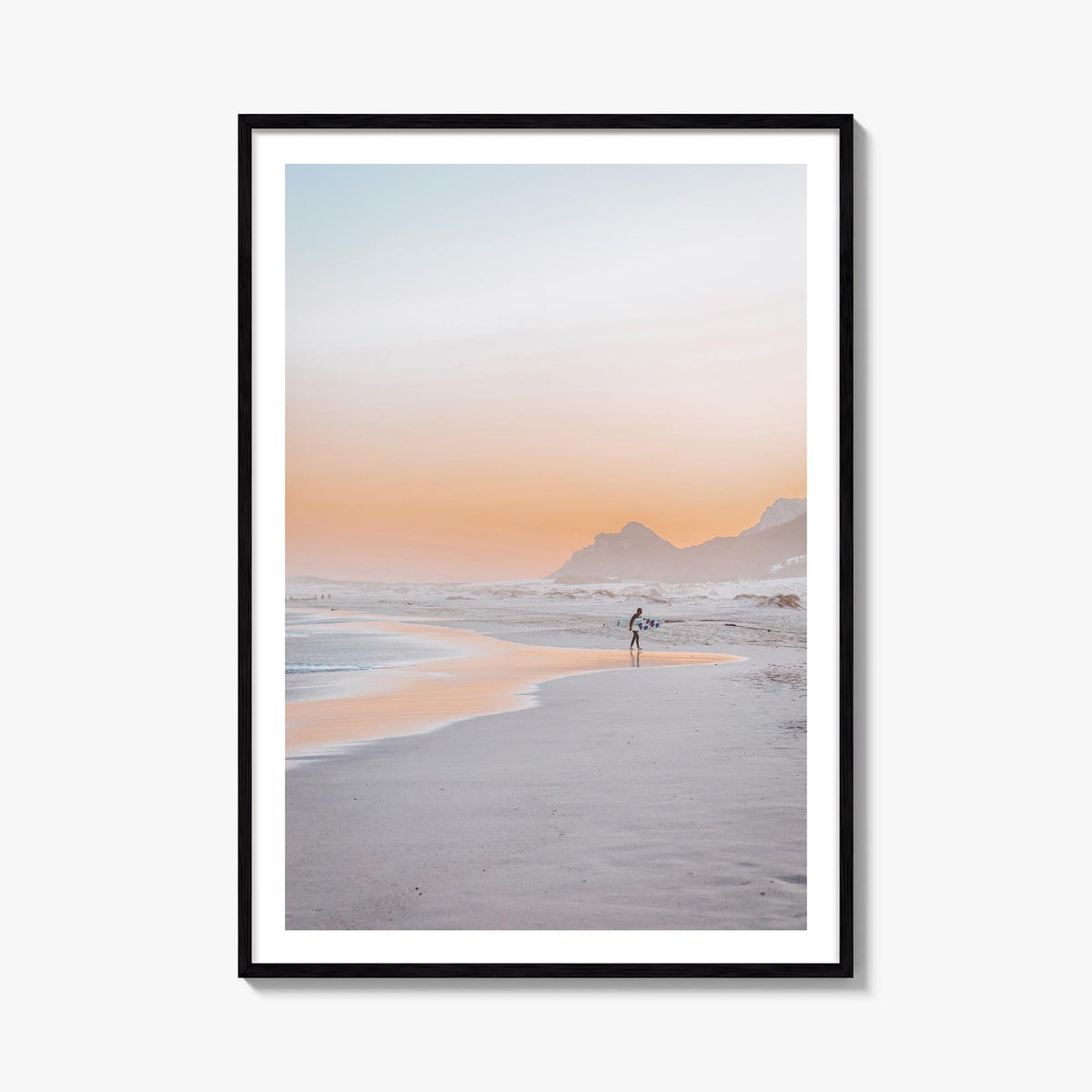 Surfer no. 4 colorful photo poster – vertical wall art, unframed print shown in interior mockup