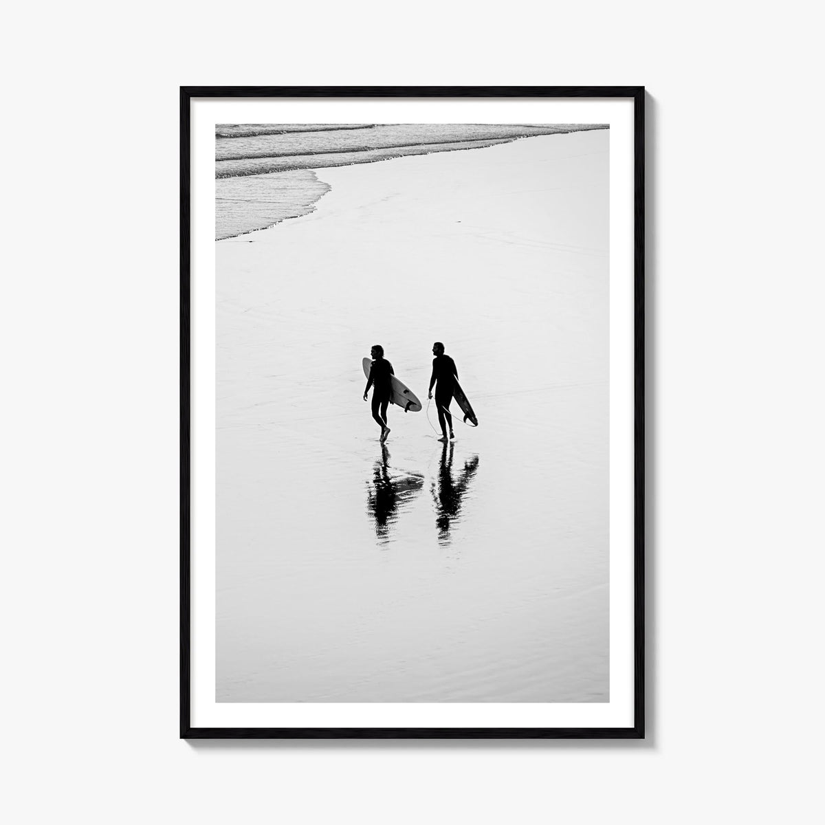 Surfer no. 6 black & white photo poster – vertical wall art, unframed print shown in interior mockup