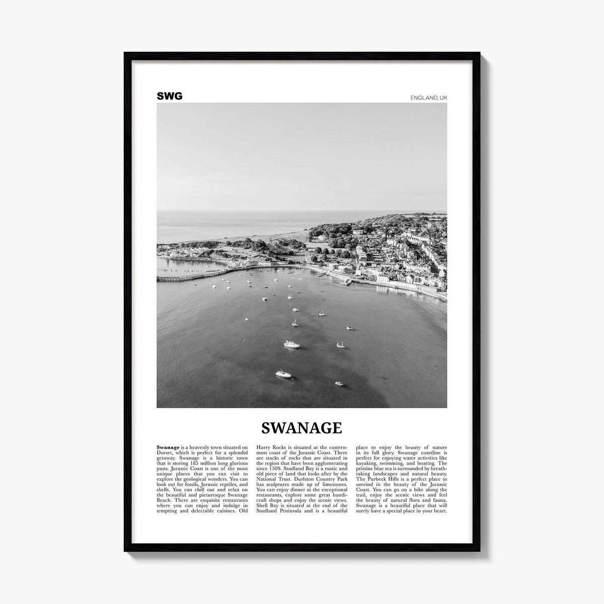 Swanage Newspaper Poster, framed poster mockup