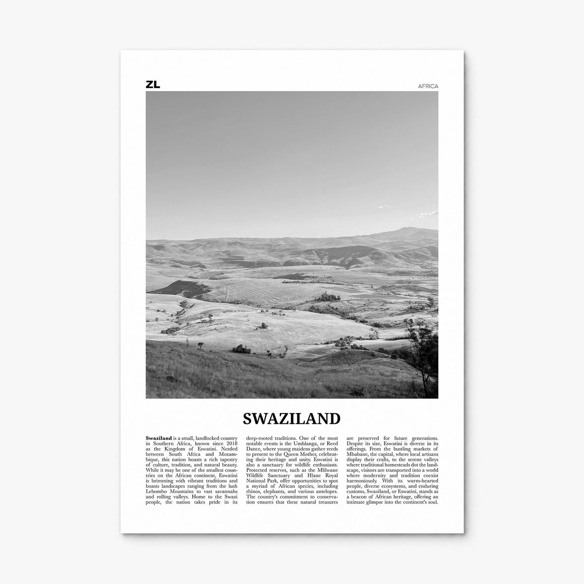 Swaziland Newspaper Poster, print only (unframed)