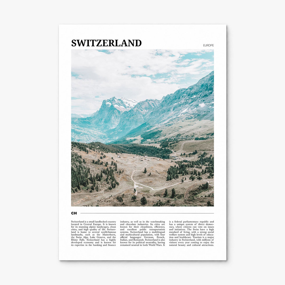 Switzerland Travel Poster, print only (unframed)