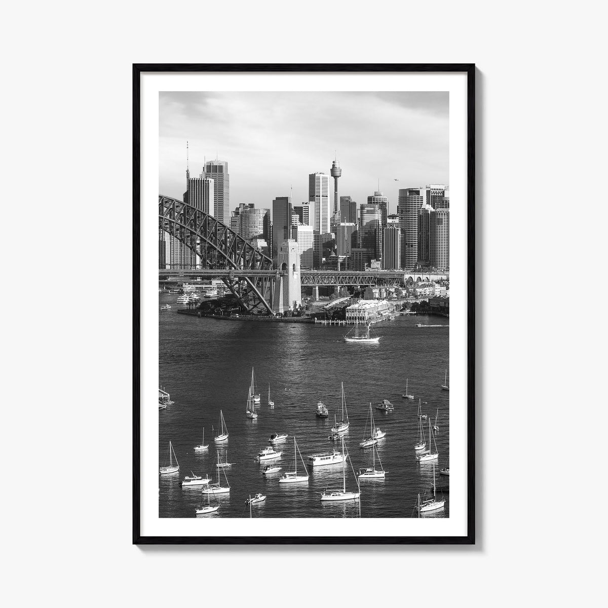 Sydney no. 1 black & white photo poster of New South Wales, Australia – vertical wall art, unframed print shown in interior m