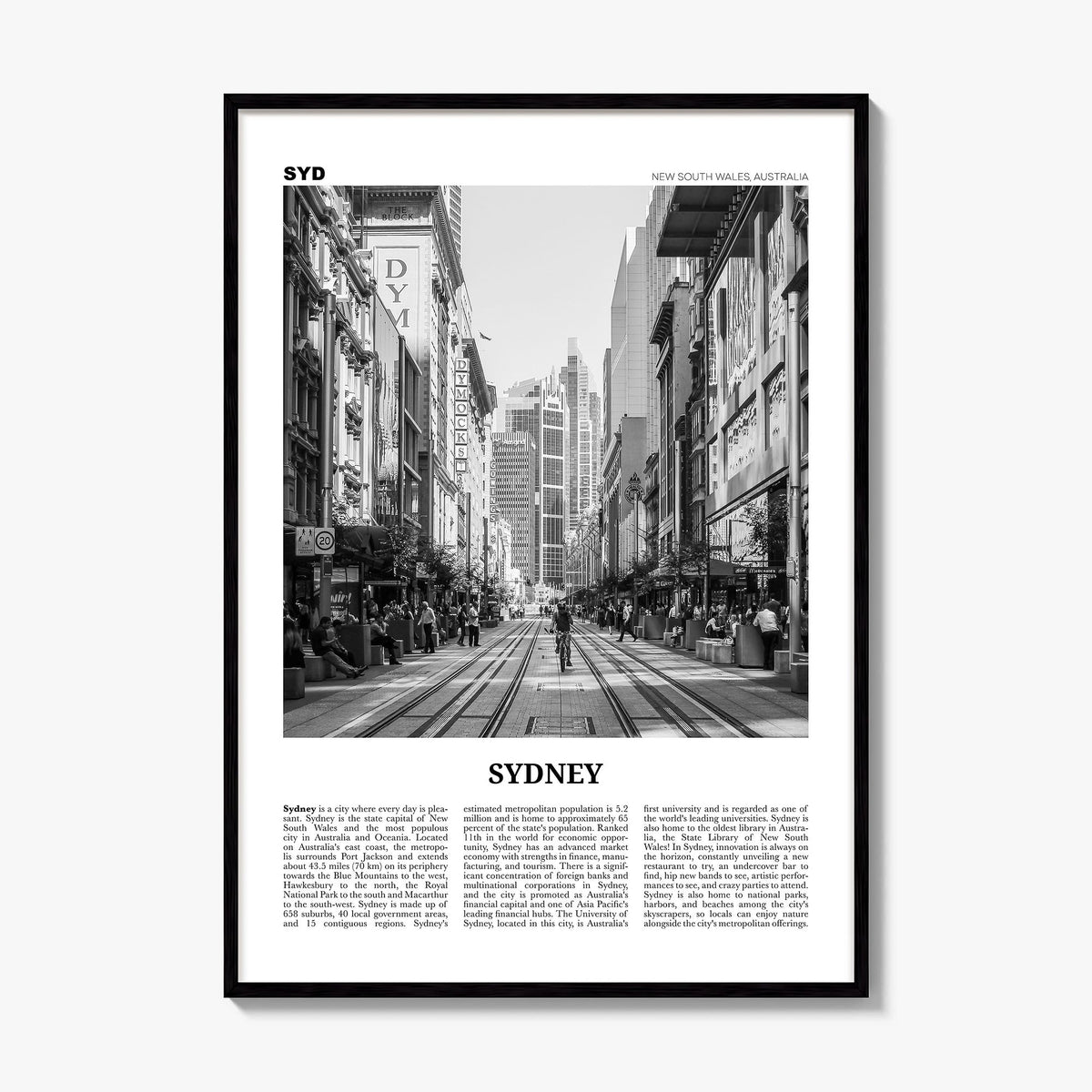 Sydney Newspaper No 5 Poster, framed poster mockup